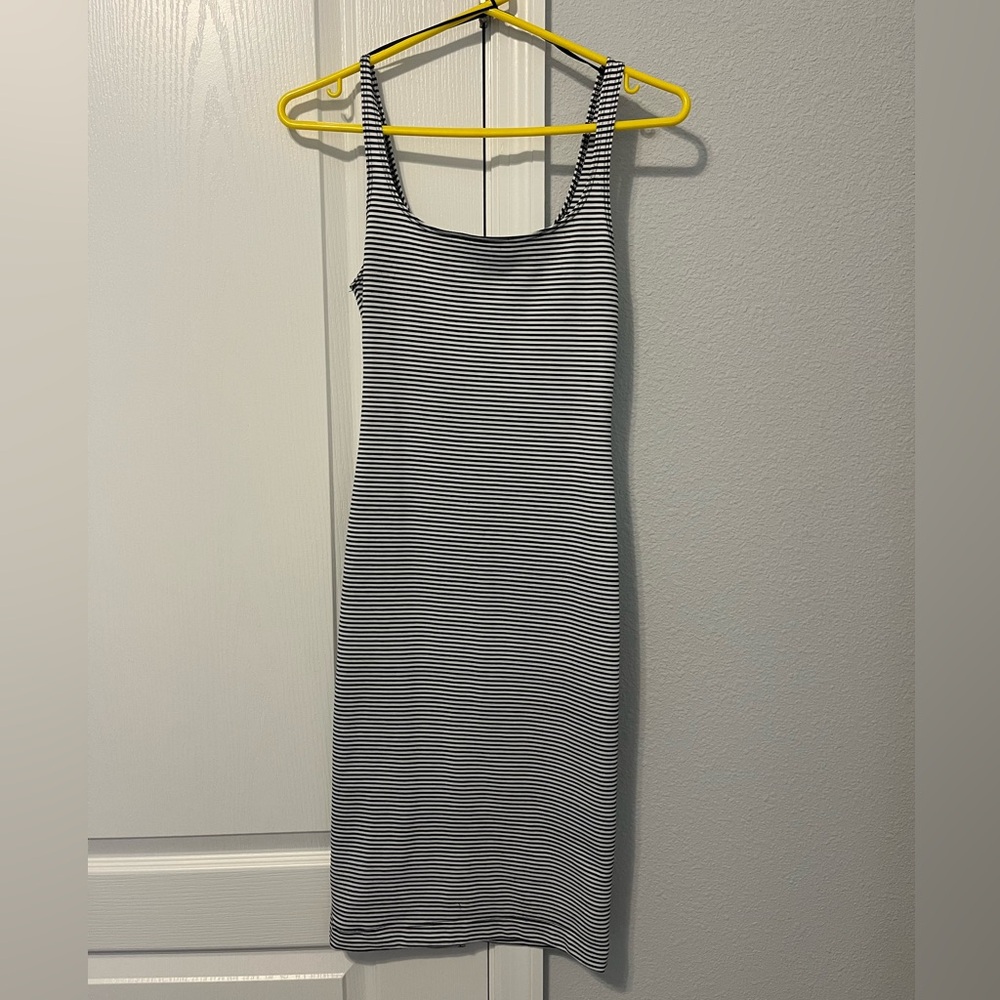 ZARA Black and White Stripe Bodycon Dress Size S